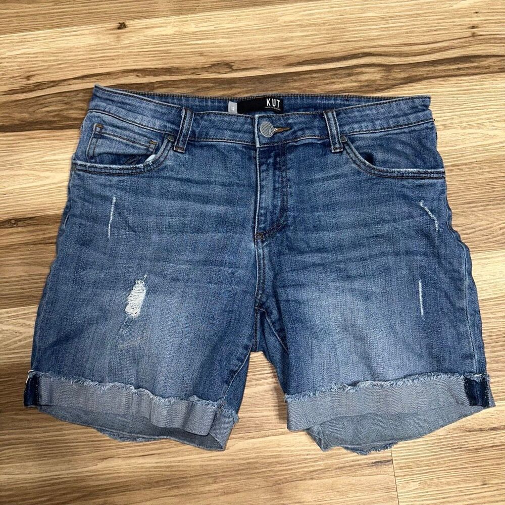 Kut from the Kloth distressed size 10 relaxed cuffed shorts